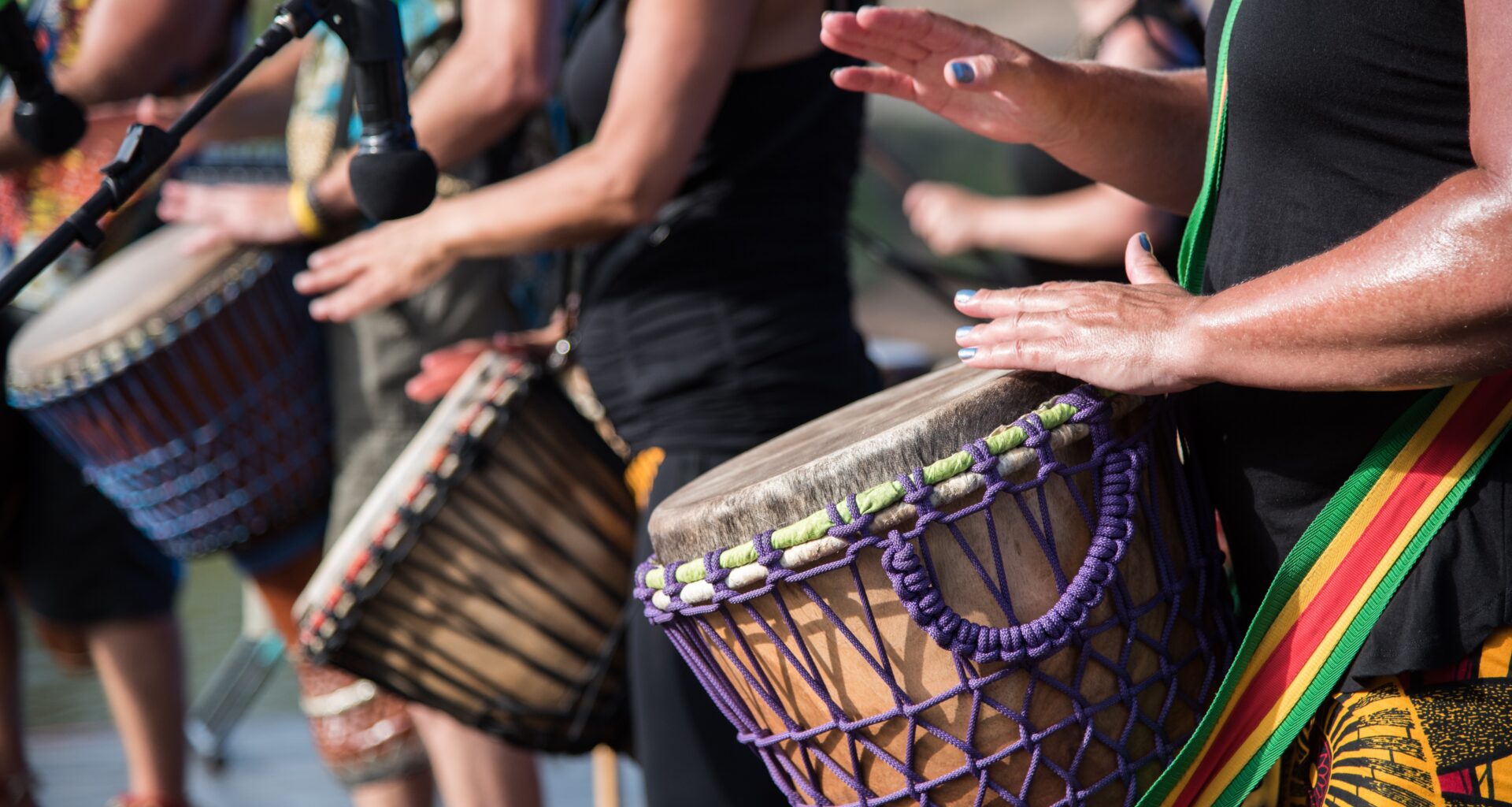 Playing for peace: Earthen Rhythms, a local african drumming group at the Summertime in Maitland